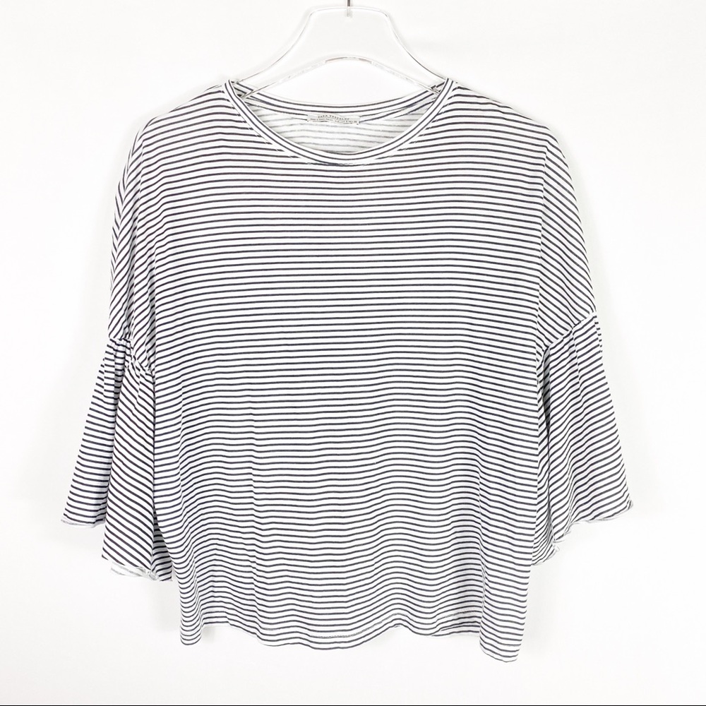 ZARA Trafaluc Striped 3/4 Sleeve Blouse Top S